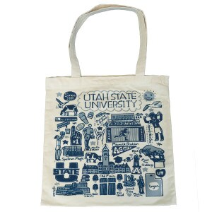 Julia Gash Doodle Aggie Landmarks Utah State Canvas Tote